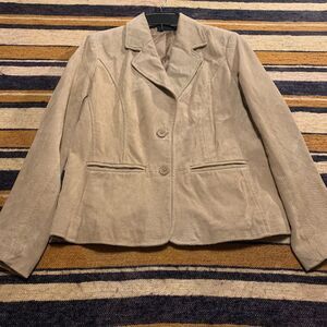 Vintage Blazer Jacket 90s Y2K Suede Tan Beige Petite Medium Relativity Retro
